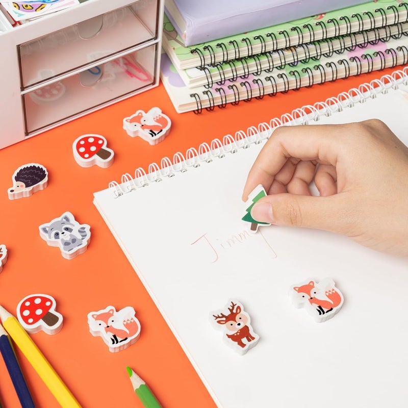 Yopyame 60Pcs Woodland Animal Mini Eraser for Kids Bulk Assorted Novelty Pencil Eraser Cute Puzzle Erasers Desk Pet Back to School Classroom Prizes Student Homework Rewards Gift Filling Party Favors - Image 3